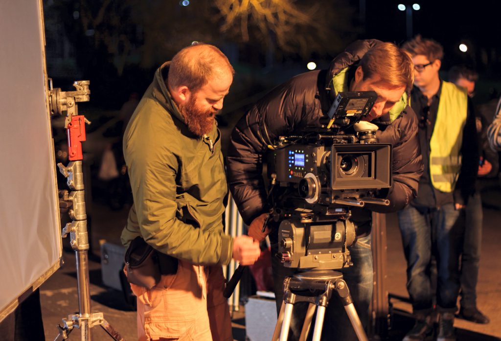 Film Crew On Location Night Shoot